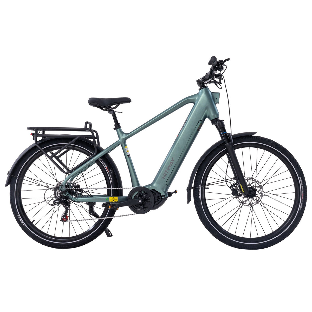 HITWAY BK-S2 Trekking Electric Bike 250W Mid-Drive in Grey — rear three-quarter view