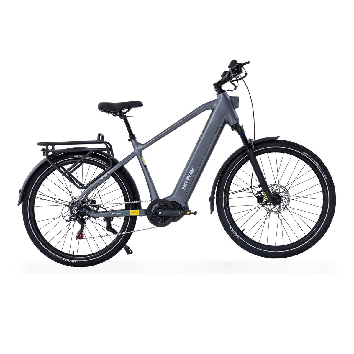 HITWAY BK-S2 All-Terrain Trekking Electric Bike 250W Mid-Drive in Grey — side view