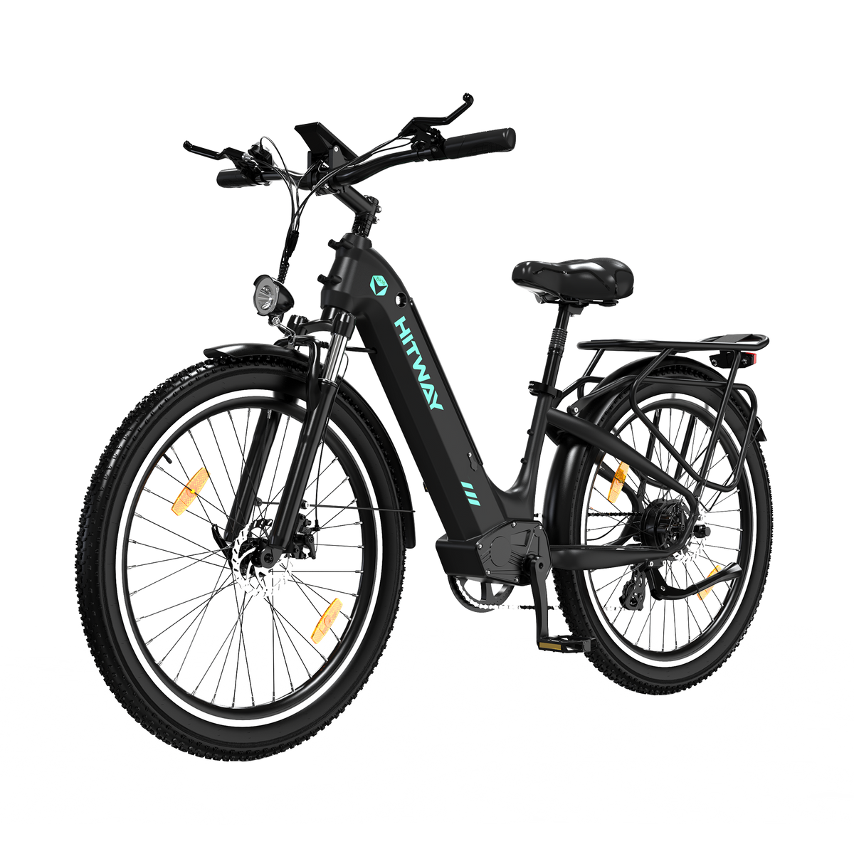 HITWAY BK16 City Electric Bike in Black — full bike profile