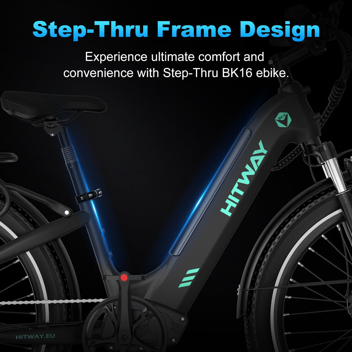 HITWAY BK16 City Electric Bike in Black — rear rack and integrated tail light