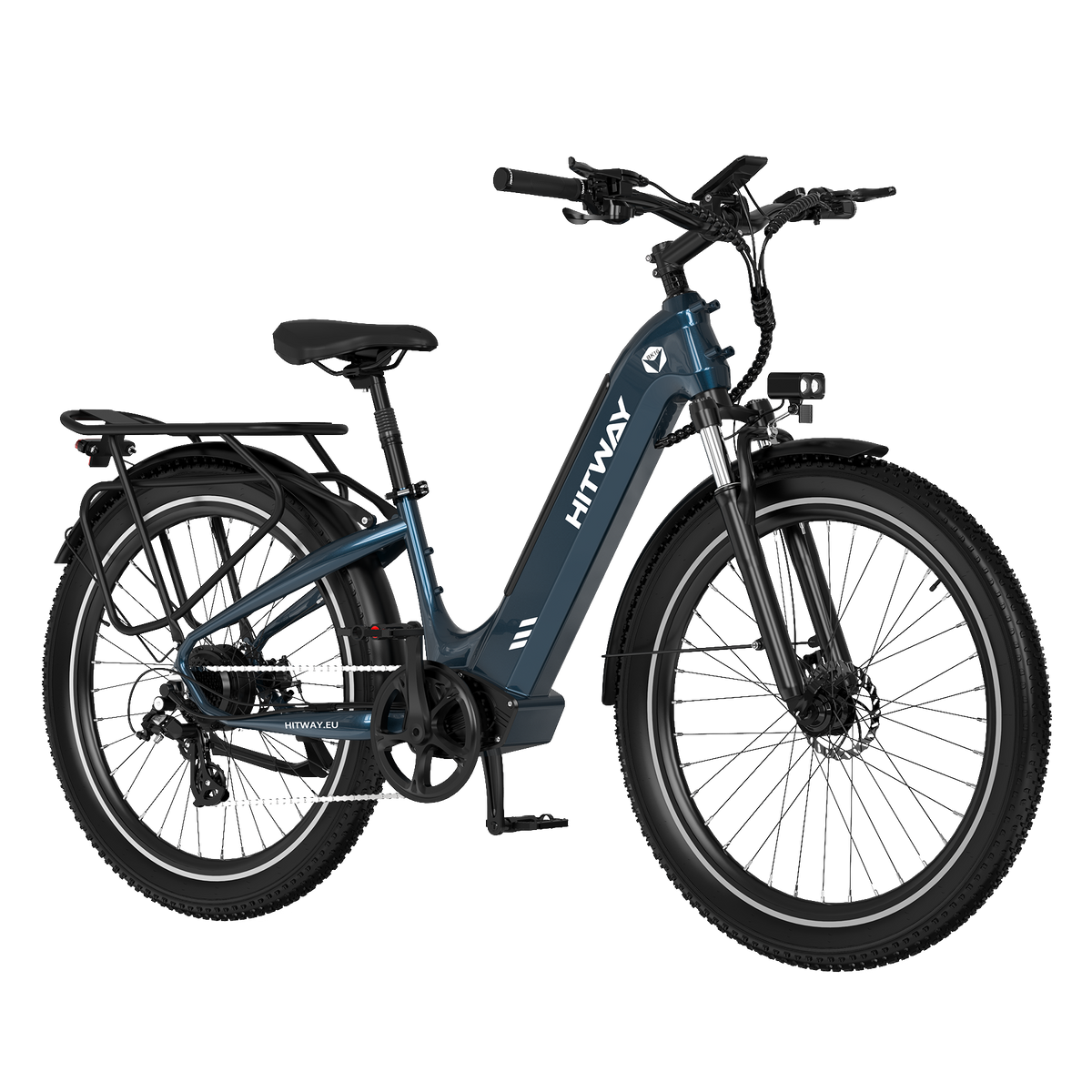 HITWAY BK16 City Electric Bike in Slate Blue — front three-quarter view
