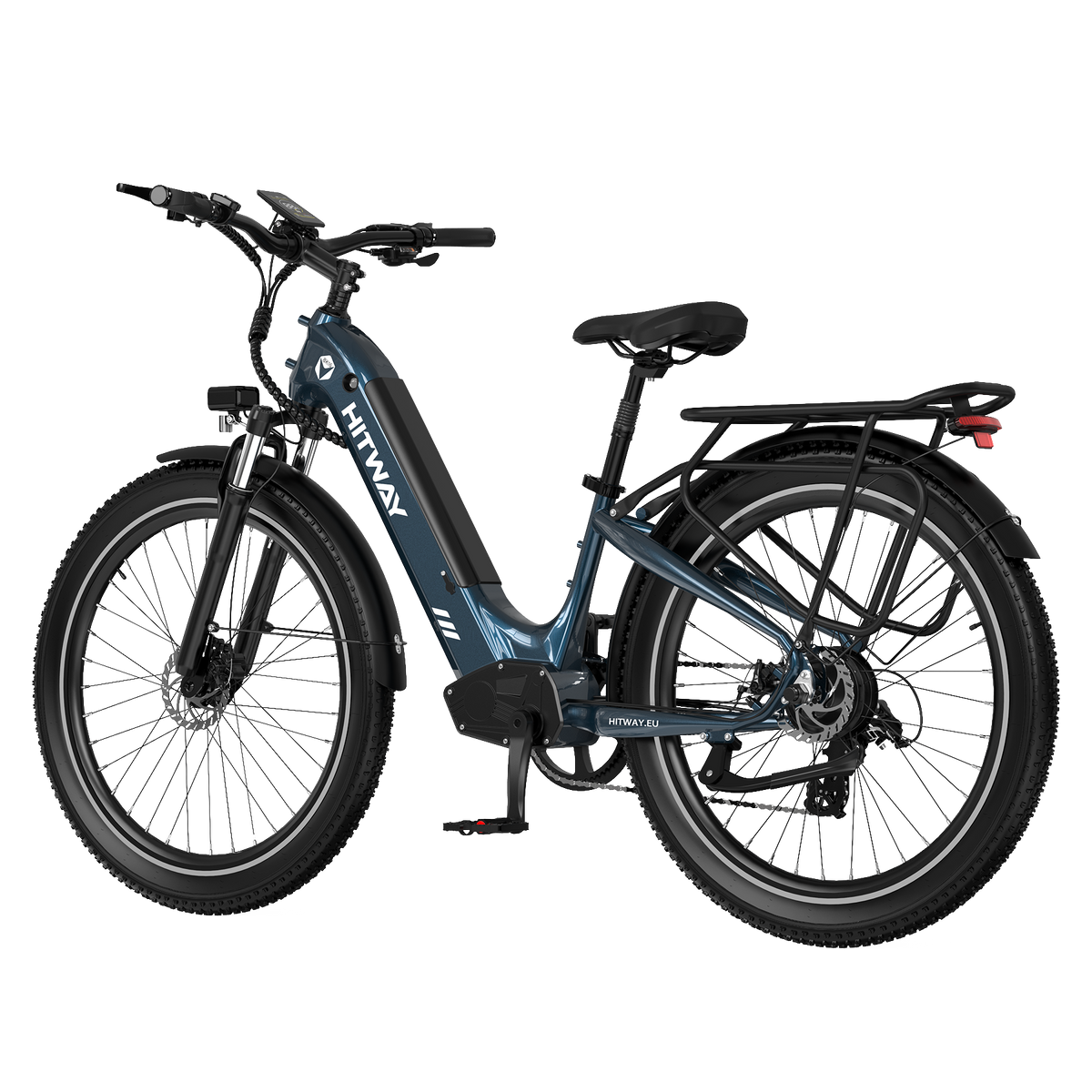 HITWAY BK16 City Electric Bike in Slate Blue — step-through frame profile
