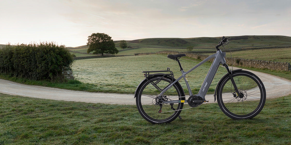 BK-S2 all-terrain trekking electric bike on an English countryside bridleway — desktop banner